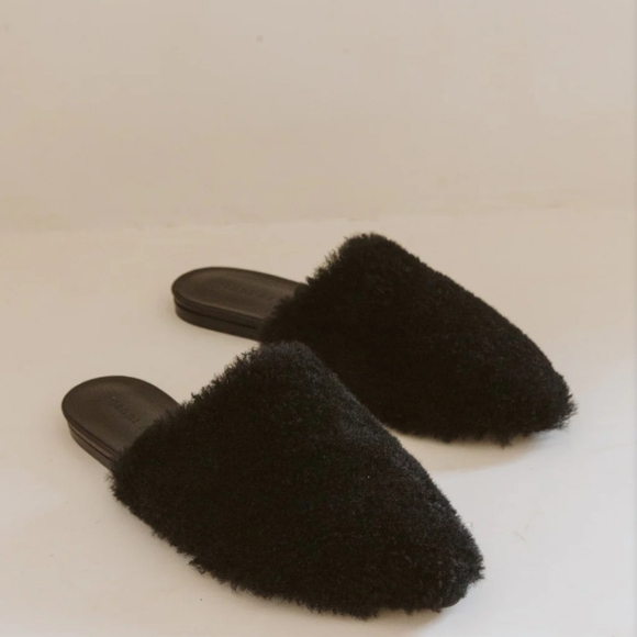 Jenni Kayne Women Shearling Fluffy Pointed toe mule Clog Flats shoes sz 39/9 - Picture 2 of 14